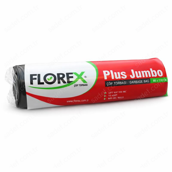 517 PLUS JUMBO ÇÖP POŞETİ ( 80X110 CM ) 800 GR RL 10 AD X 10 RL 8 KG 99 MC 120 LT SİYAH