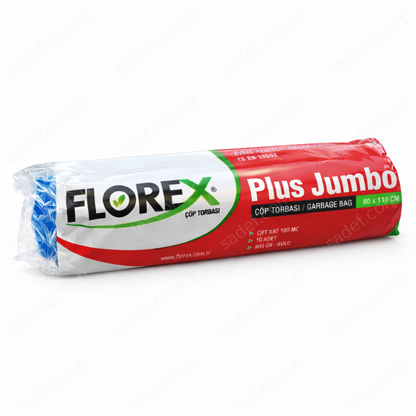 517 MAVİ PLUS JUMBO ÇÖP POŞETİ ( 80X110 CM ) 800 GR RL 10 AD X 10 RL 8 KG 99 MC 120 LT