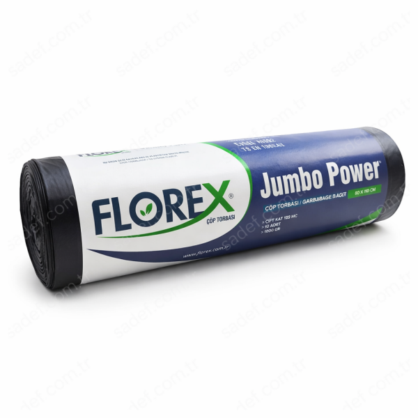 549 POWER JUMBO ÇÖP POŞETİ ( 80X110 CM ) 1000 GR RL 10 AD X 10 RL 10 KG 123 MC 120 LT SİYAH