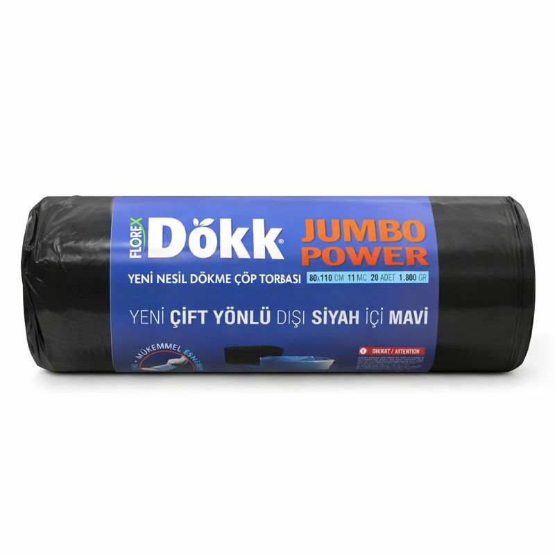 519 DÖKK POWER JUMBO ÇÖP POŞET 1800 GR 20X7 AD 12,6 KG 111 MC SİYAH