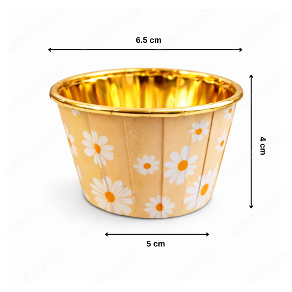 RENKLİ MUFFİN KEK KAPSÜLÜ 5X4 CM - İÇİ GOLD 12 AD X 12 PAKET