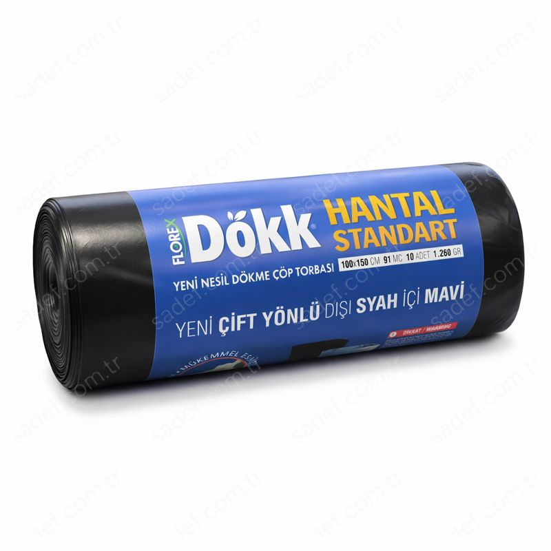 618 DÖKK HANTAL STANDART ÇÖP POŞETİ ( 100X150 CM ) 1260 GR RL 10 AD X 10 RL 12,6 KG 200 LT SİYAH