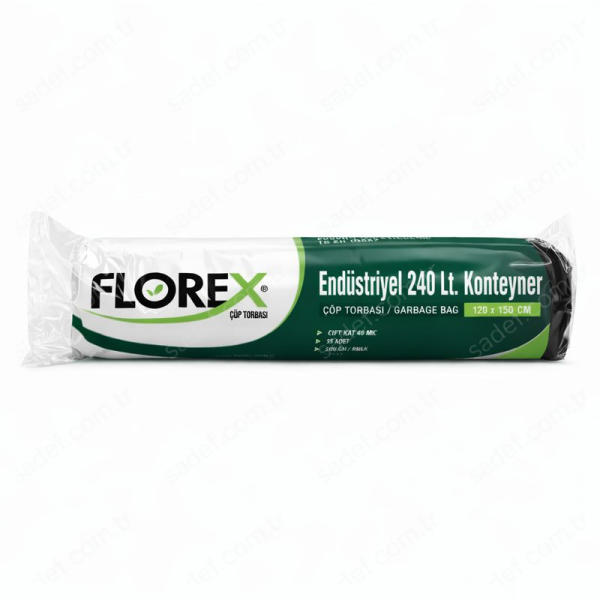 510 END 240 LT KONTEYNER ÇÖP POŞETİ ( 120X150 CM ) 500 GR RL 5 AD X 20 RL 10 KG 60 MC SİYAH