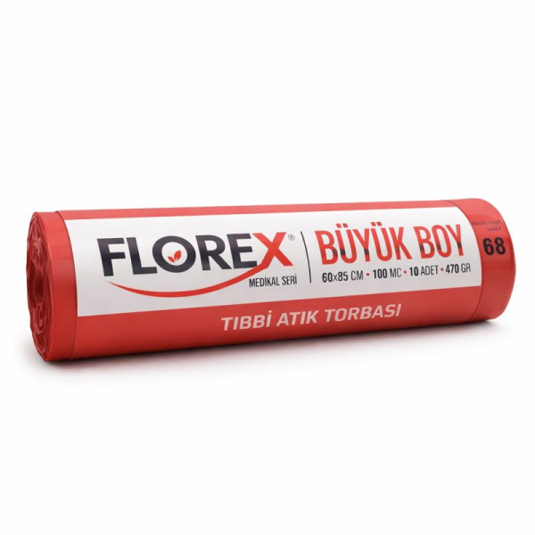 531 TIBBİ ATIK BASKILI BÜYÜK ÇÖP POŞET 470 GR 10X10 AD 4,7 KG KIRMIZI