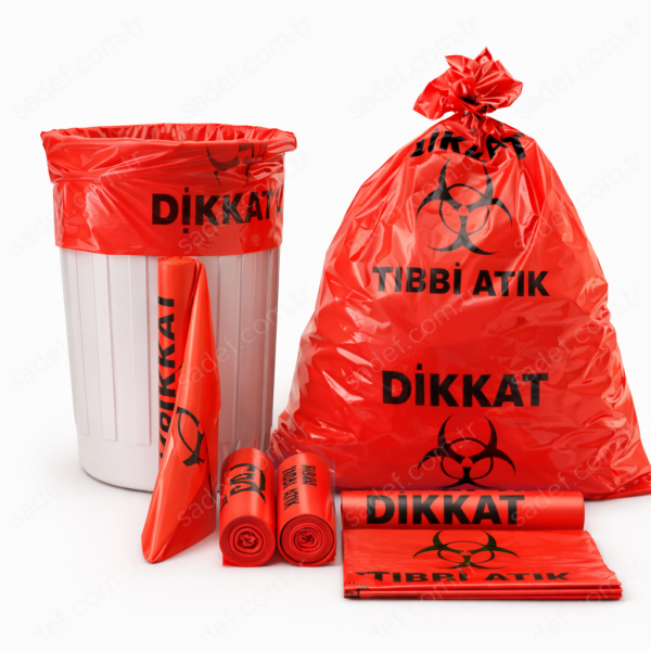 531 TIBBİ ATIK BÜYÜK BOY ÇÖP POŞETİ ( 60X85 CM ) 470 GR RL  10 AD X 10 RL  4,7 KG 100 MC 60 LT KIRMIZI